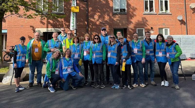 At the Manchester Marathon water station