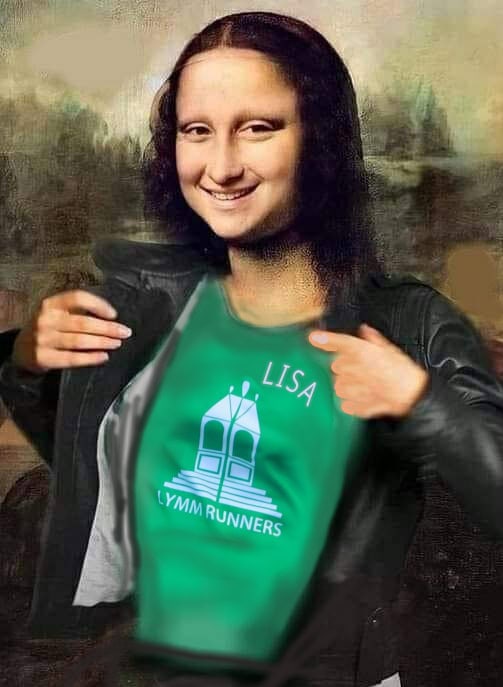 MonaLisa-vest Cartoon image of The Mona Lisa in club running kit
