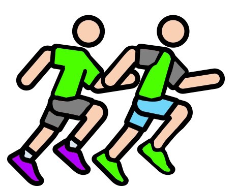 Athletics icon; two runners running