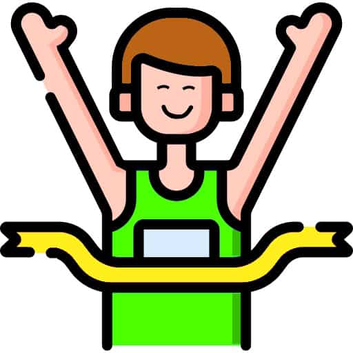 Athletics icon featuring a running race winner